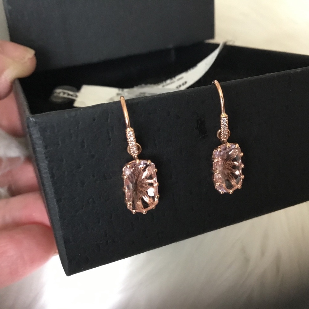 Vintage 14K Rose de France Morganite & Diamond Natural Gemstone Earrings